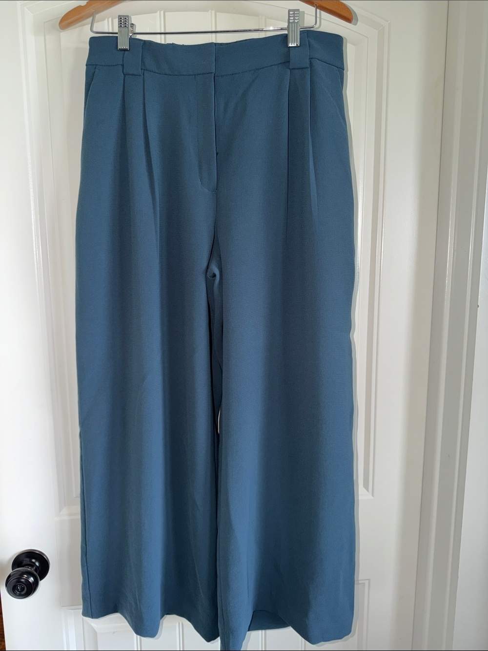 Express Wide-Leg High-Rise Pants in Teal